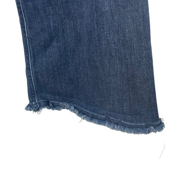 Democracy "Ab" Solution Distressed Flare Jeans High Rise Blue Sz 12 Raw Edge - Picture 3 of 10